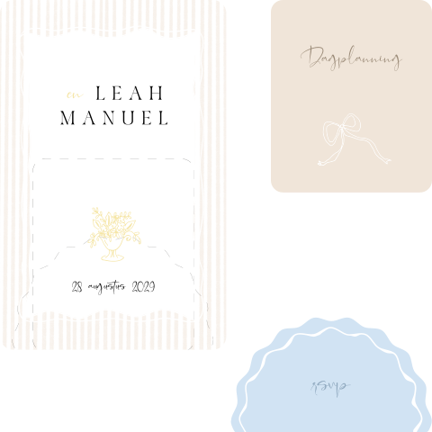 Trouwhuisstijl Bows & Bubbles met trouwkaart en bijpassend drukwerk