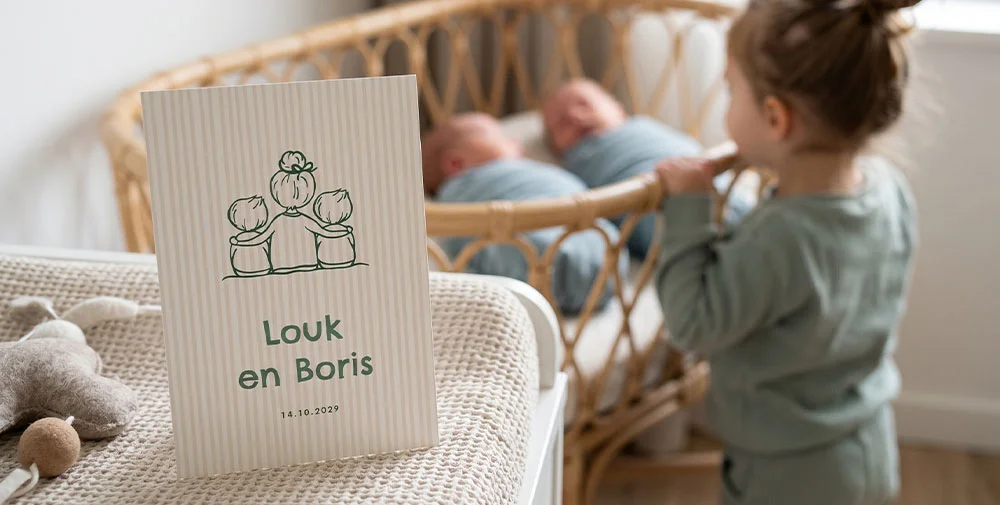 Geboortekaartje voor een tweeling van Studio Dijs