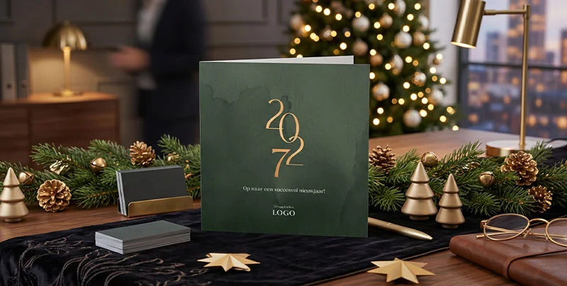 Kerstkaart met logo ontwerpen en bestellen bij Studio Dijs