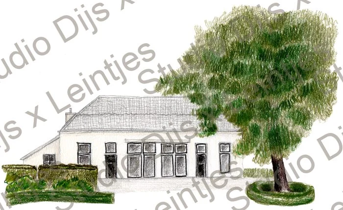 Trouwlocatie Koetshuis Hulshorst, illustratie Studio Dijs x Leintjes