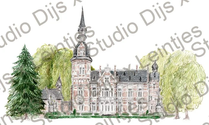 Trouwlocatie Kasteel van Kapellen, illustratie Studio Dijs x Leintjes