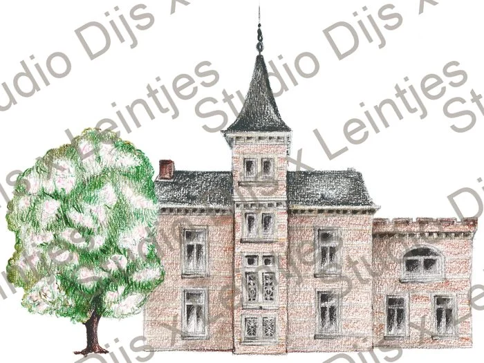 Trouwlocatie Chateau Boirs, illustratie Studio Dijs x Leintjes