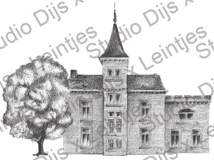 Trouwlocatie Chateau Boirs, illustratie Studio Dijs x Leintjes