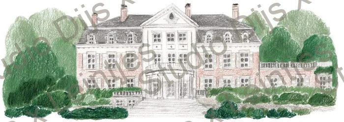 Trouwlocatie Kasteel Wolvenbos, illustratie Studio Dijs x Leintjes