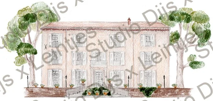 Trouwlocatie Basti de Puget, illustratie Studio Dijs x Leintjes