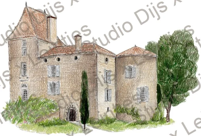 Trouwlocatie Chateau Barayre, illustratie Studio Dijs x Leintjes