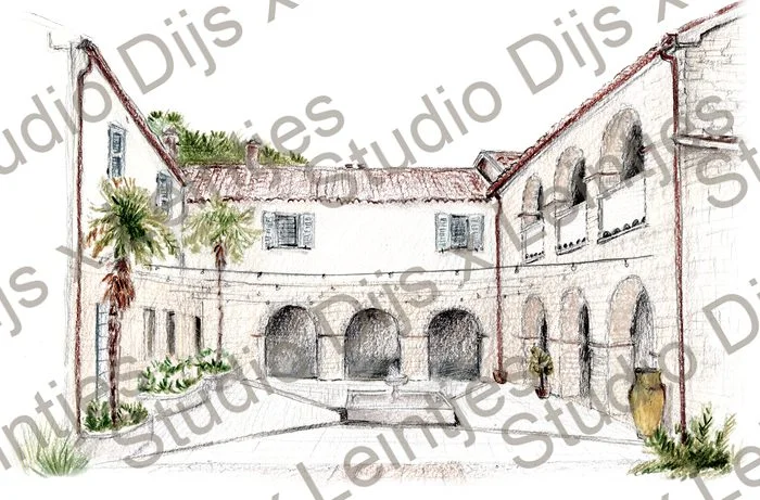 Trouwlocatie Le Stonghe Italie, illustratie Studio Dijs x Leintjes
