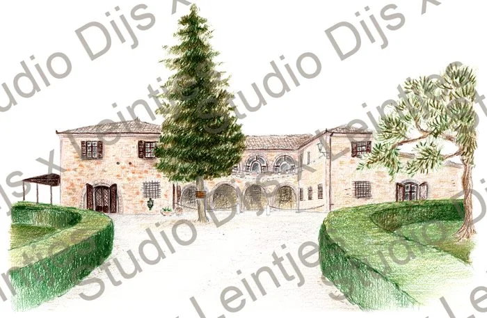 Trouwlocatie Villa Boscarello, illustratie Studio Dijs x Leintjes