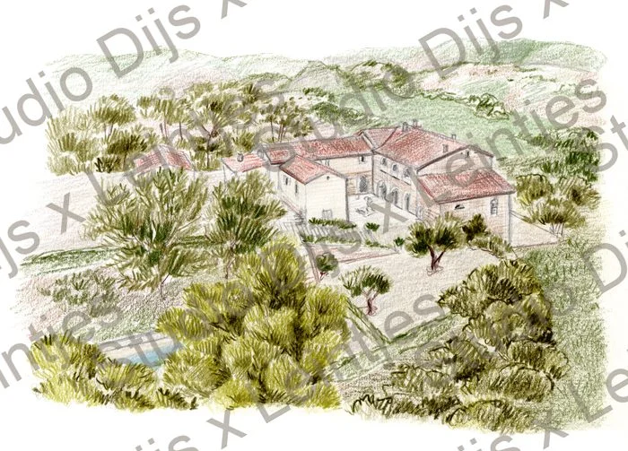 Trouwlocatie Le Stonghe, illustratie Studio Dijs x Leintjes