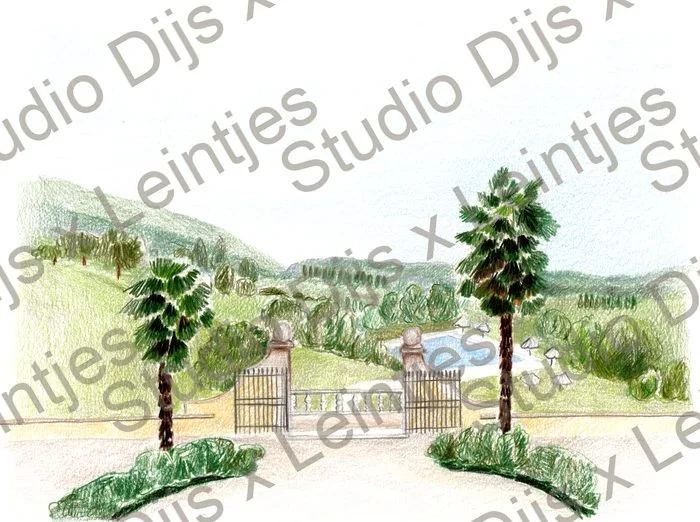 Trouwlocatie Villa Cariola, illustratie Studio Dijs x Leintjes