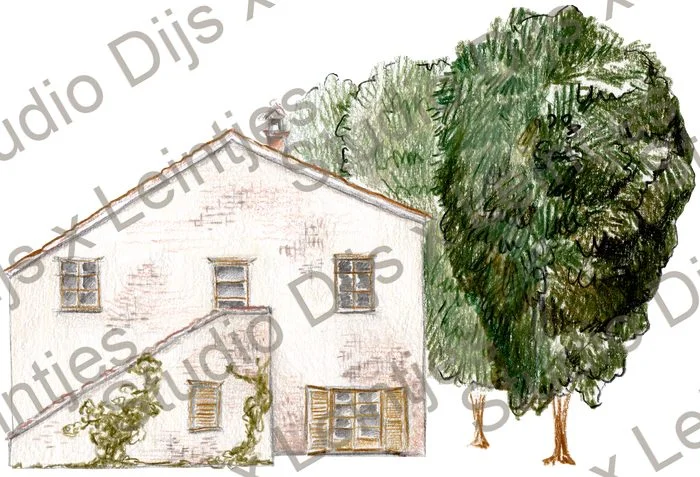 Trouwlocatie Villa Marsi, illustratie Studio Dijs x Leintjes