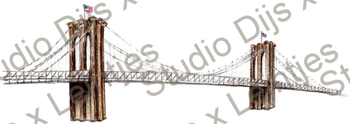 Trouwlocatie New York Brooklyn Bridge, illustratie Studio Dijs x Leintjes