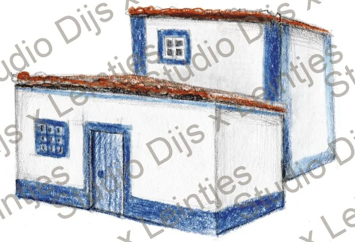 Trouwlocatie Huisje Portugal, illustratie Studio Dijs x Leintjes