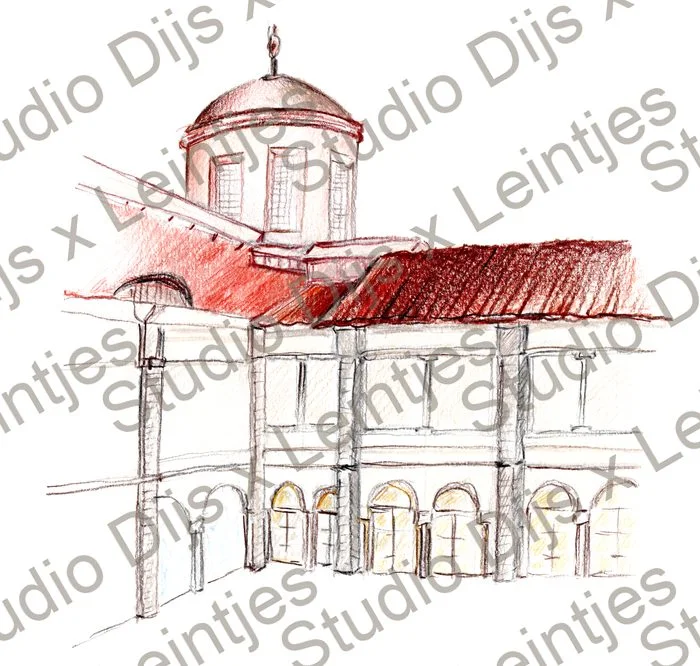 Trouwlocatie Portugal Kloostertuin, illustratie Studio Dijs x Leintjes