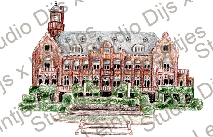 Trouwlocatie Kasteel de Hooge Vuursche, illustratie Studio Dijs x Leintjes