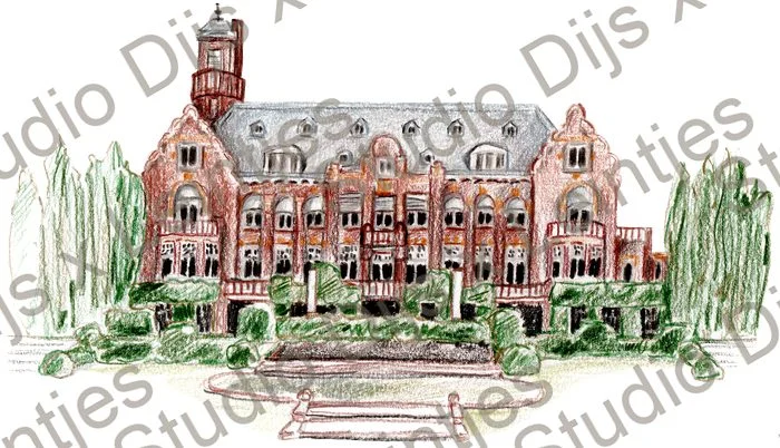 Trouwlocatie Kasteel de Hooge Vuursche, illustratie Studio Dijs x Leintjes