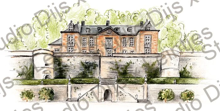 Trouwlocatie Neercanne, Meer Olijf, illustratie Studio Dijs x Leintjes