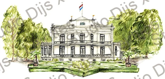 Trouwlocatie Vanenburg, illustratie Studio Dijs x Leintjes