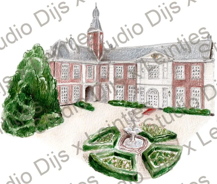 Trouwlocatie Chateau Marquette, illustratie Studio Dijs x Leintjes