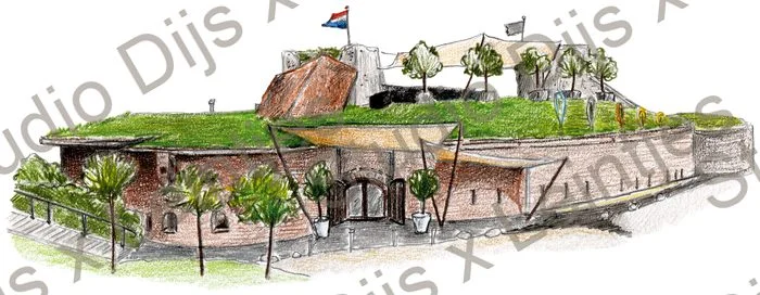 Trouwlocatie Fort Lent, illustratie Studio Dijs x Leintjes