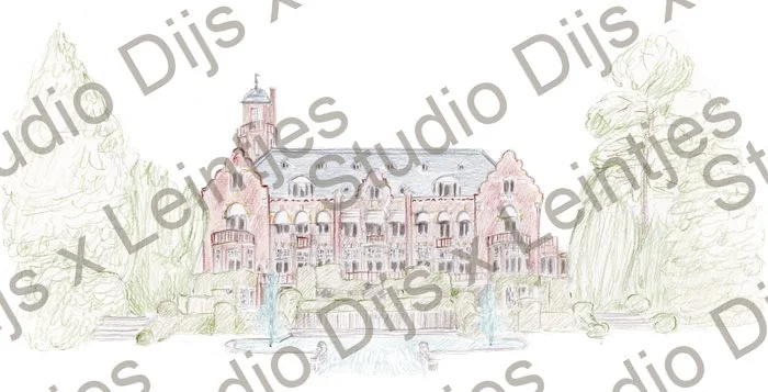 Trouwlocatie Hoge Vuursche, illustratie Studio Dijs x Leintjes