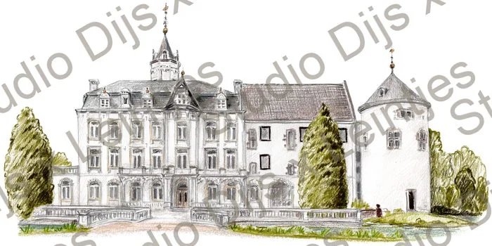 Trouwlocatie Hotel Chateau Kasteel Bethlehem, illustratie Studio Dijs x Leintjes