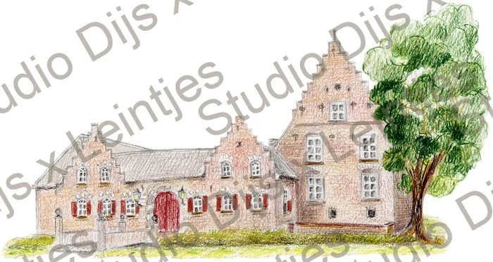 Trouwlocatie Kasteeel Aldendriel, illustratie Studio Dijs x Leintjes