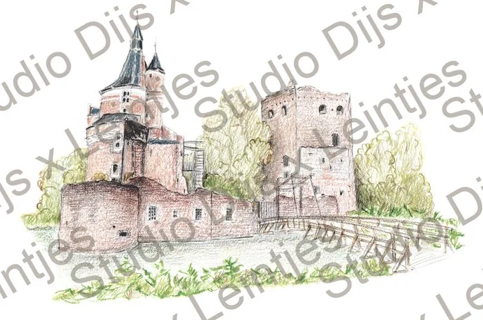 Trouwlocatie Kasteel Duurstede, illustratie Studio Dijs x Leintjes