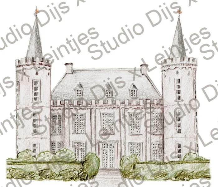 Trouwlocatie Kasteel Henkenshage, illustratie Studio Dijs x Leintjes