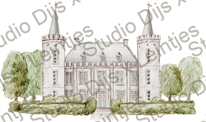 Trouwlocatie Kasteel Henkenshage, illustratie Studio Dijs x Leintjes