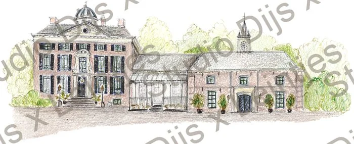 Trouwlocatie Kasteel Rosendael, illustratie Studio Dijs x Leintjes