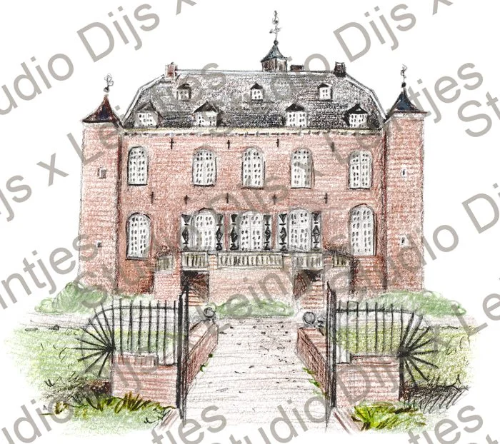 Trouwlocatie Kasteel Aldenghoor, illustratie Studio Dijs x Leintjes