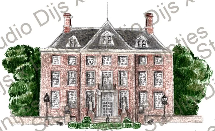 Trouwlocatie Kasteel Amerongen, illustratie Studio Dijs x Leintjes