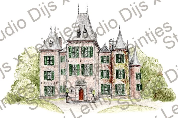 Trouwlocatie Kasteel de Keukenhof, illustratie Studio Dijs x Leintjes