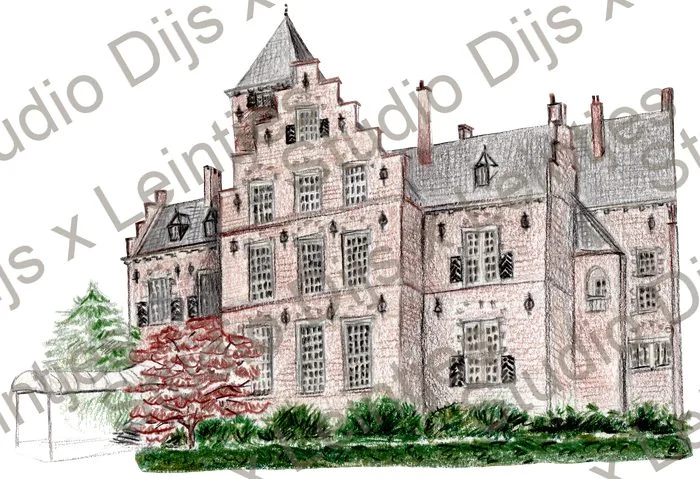 Trouwlocatie Kasteel de Wittenburg, illustratie Studio Dijs x Leintjes