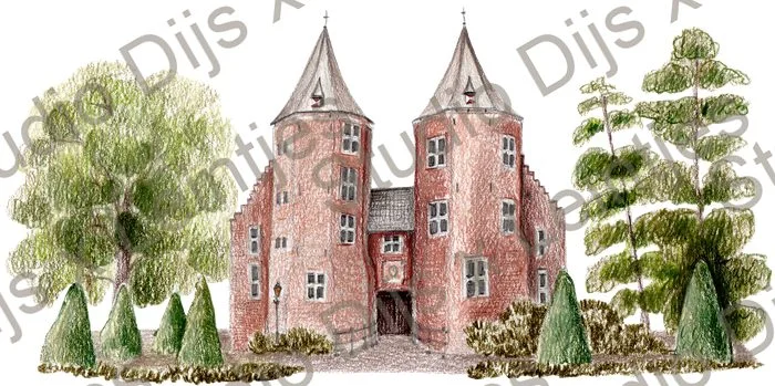 Trouwlocatie Kasteel Dussen, illustratie Studio Dijs x Leintjes