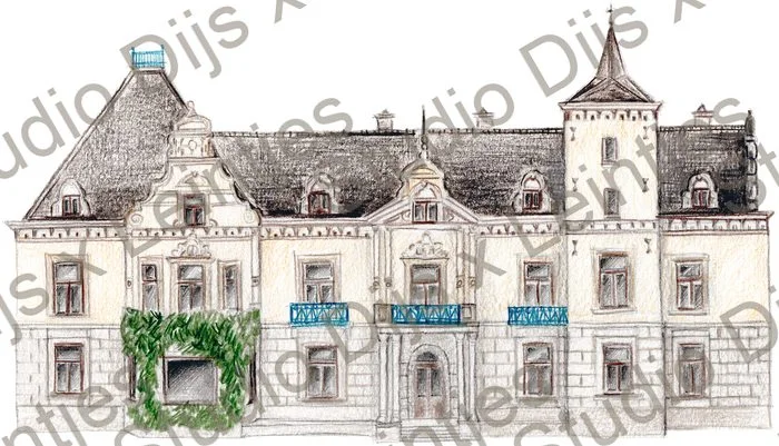 Trouwlocatie Kasteel Hoogenweerth, illustratie Studio Dijs x Leintjes