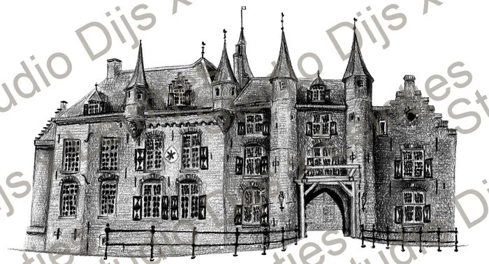 Trouwlocatie Kasteel Maurick, illustratie Studio Dijs x Leintjes