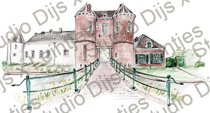 Trouwlocatie Kasteel Montfoort, illustratie Studio Dijs x Leintjes