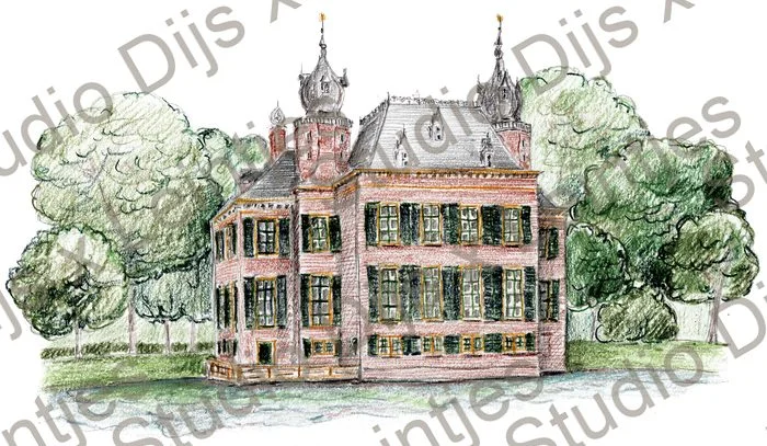 Trouwlocatie Kasteel Oud Poelgeest, illustratie Studio Dijs x Leintjes