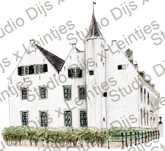 Trouwlocatie Kasteel van Rhoon, illustratie Studio Dijs x Leintjes