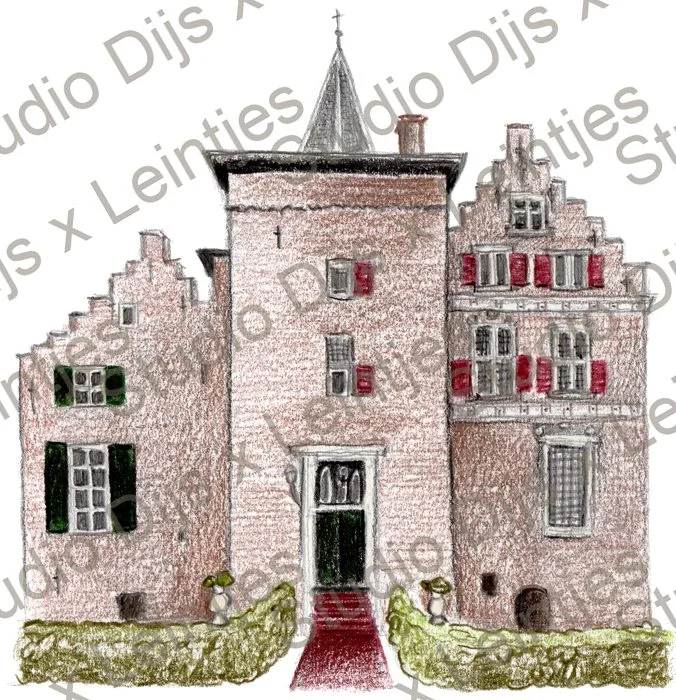Trouwlocatie Kasteel Wijenburg, illustratie Studio Dijs x Leintjes