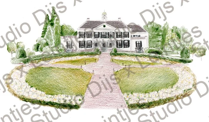 Trouwlocatie Kasteel Engelenburg met Cirkel, illustratie Studio Dijs x Leintjes