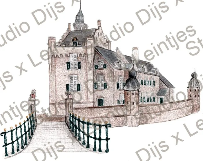 Trouwlocatie Slot Moermond, illustratie Studio Dijs x Leintjes