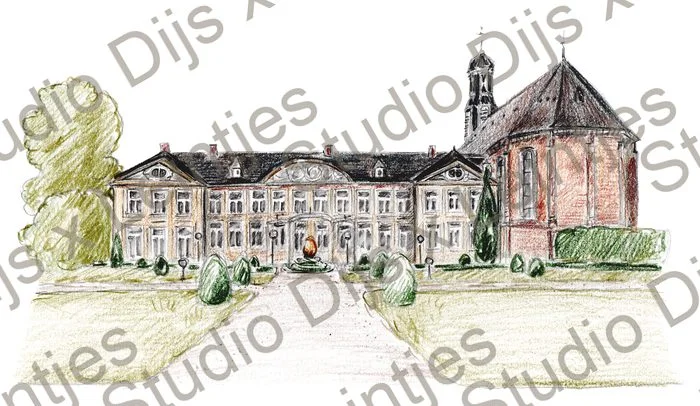 Trouwlocatie St Gerlach, illustratie Studio Dijs x Leintjes