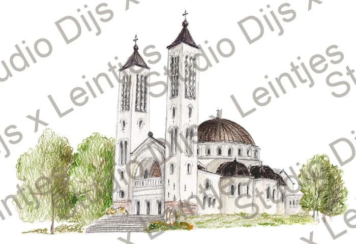 Trouwlocatie Cenakelkerk, illustratie Studio Dijs x Leintjes