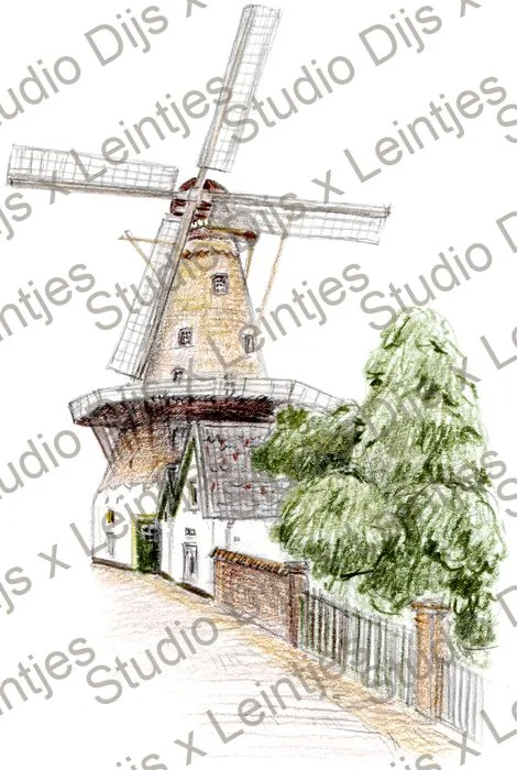 Trouwlocatie Molen, illustratie Studio Dijs x Leintjes
