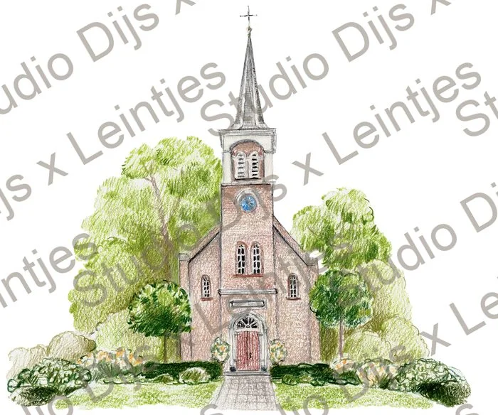 Trouwlocatie Tsjerke, illustratie Studio Dijs x Leintjes