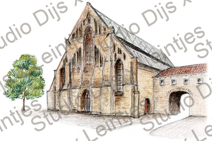 Trouwlocatie De Broerekerk, illustratie Studio Dijs x Leintjes