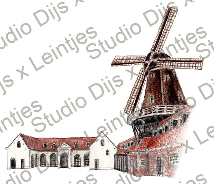 Trouwlocatie Molen de Zwaluw, illustratie Studio Dijs x Leintjes